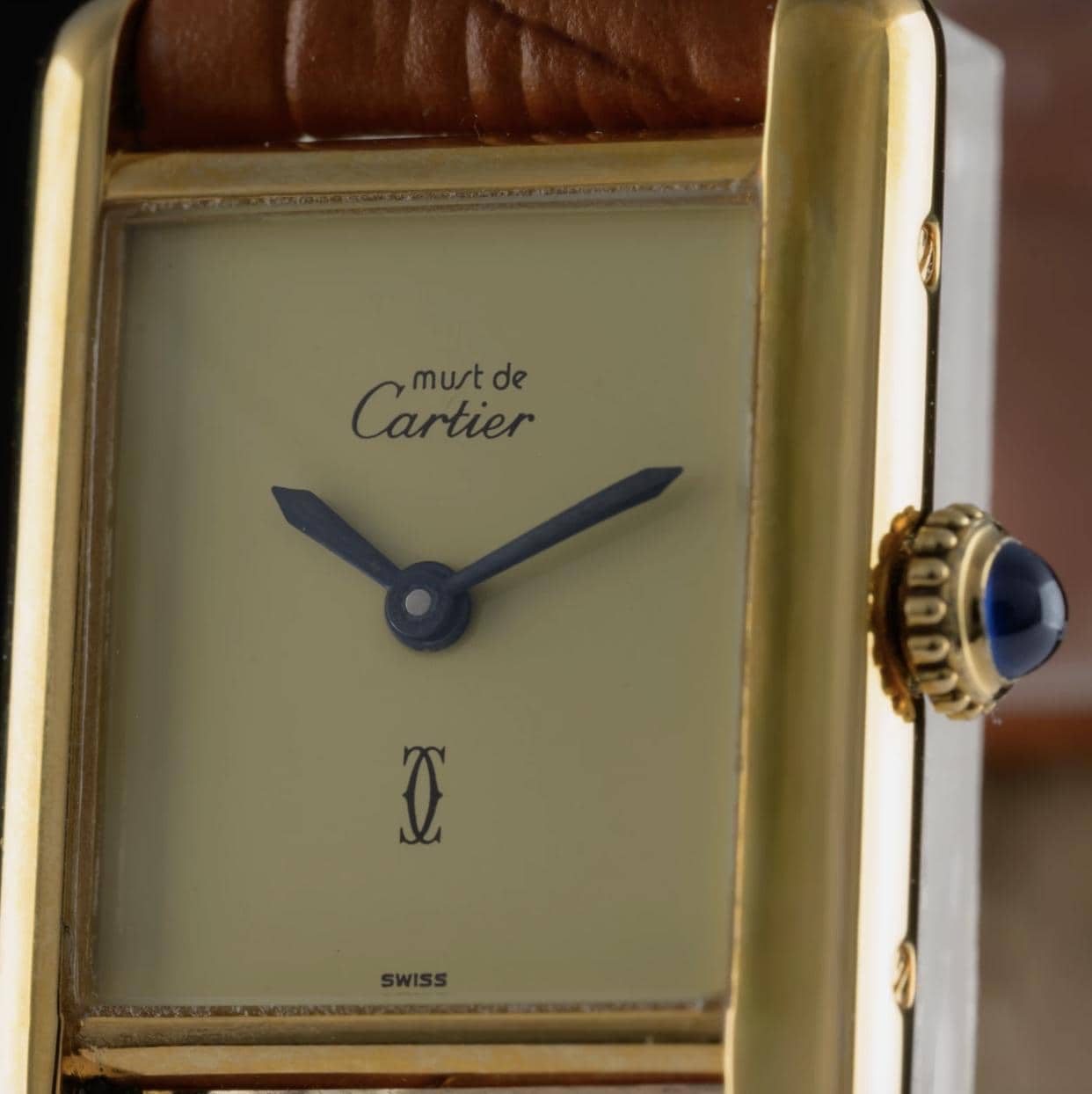Vintage Cartier Tank Must Lemon Dial Manual Wind Gold 20mm Ladies Watch