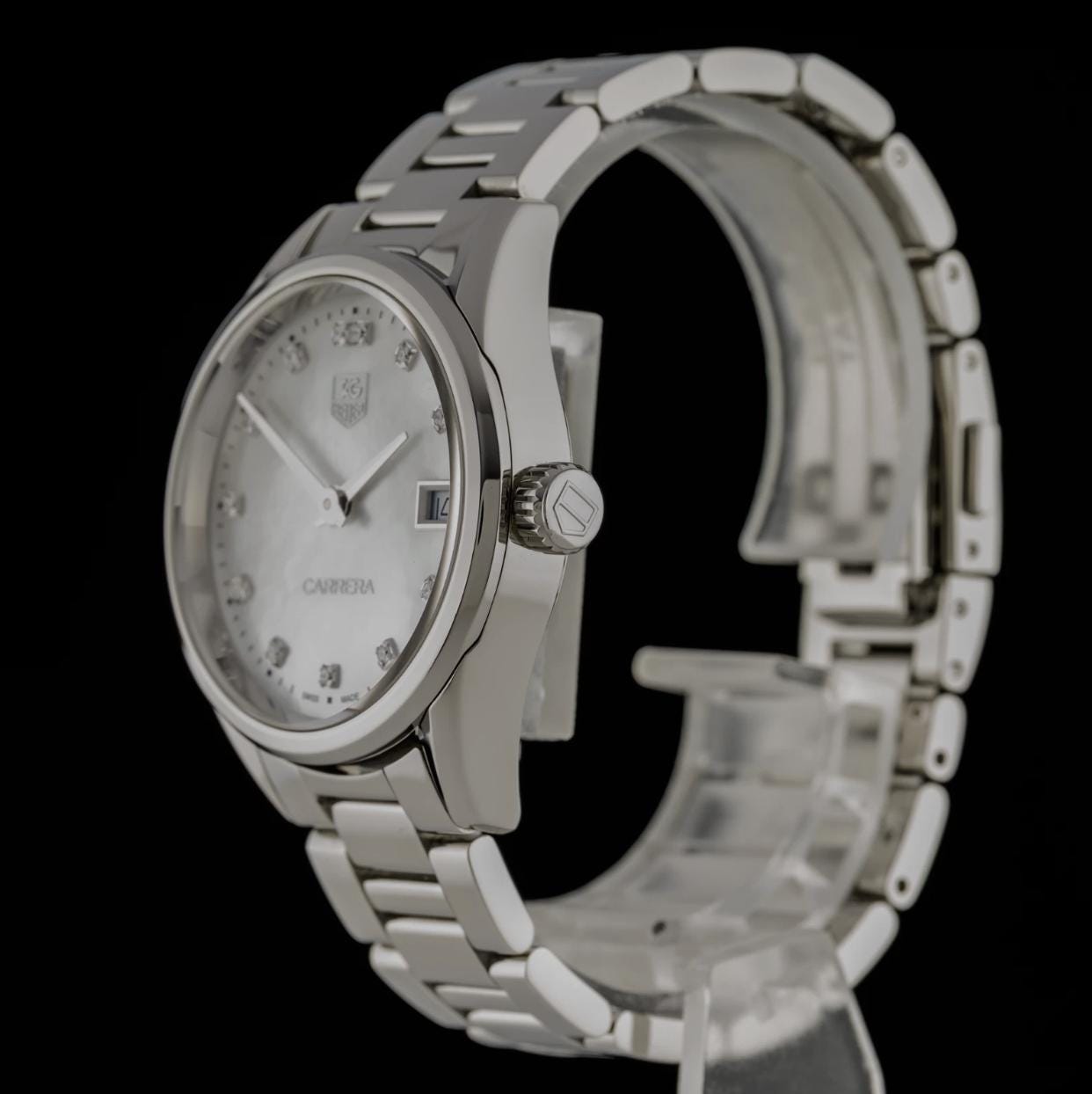 TAG Heuer Carrera WAR1314 Diamond Mother of Pearl 32mm Quartz Ladies Watch