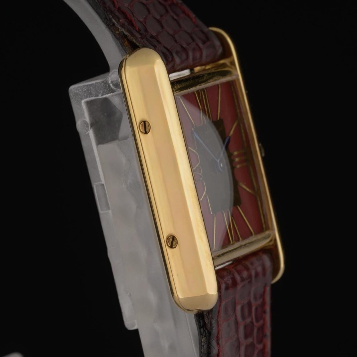 Cartier Tank Must 366001 Red & Gold Roman Dial 21mm Quartz Ladies Watch