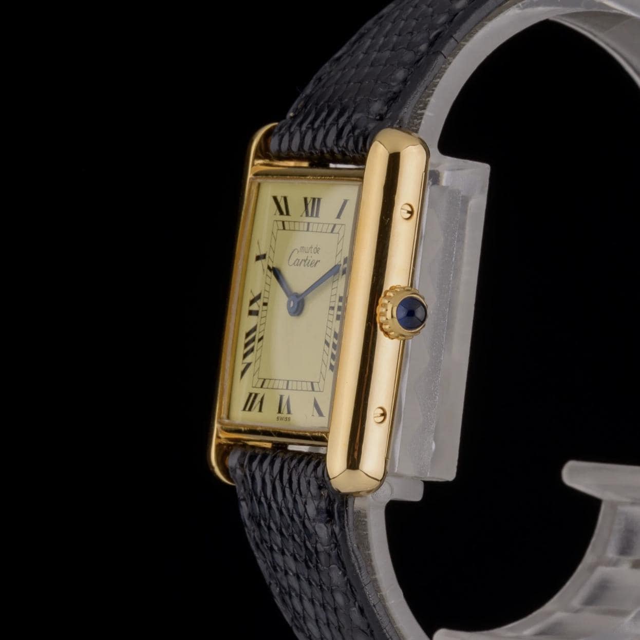 Cartier Tank Must Large 23mm Lemon Dial 925 Argent Gold Manual Watch