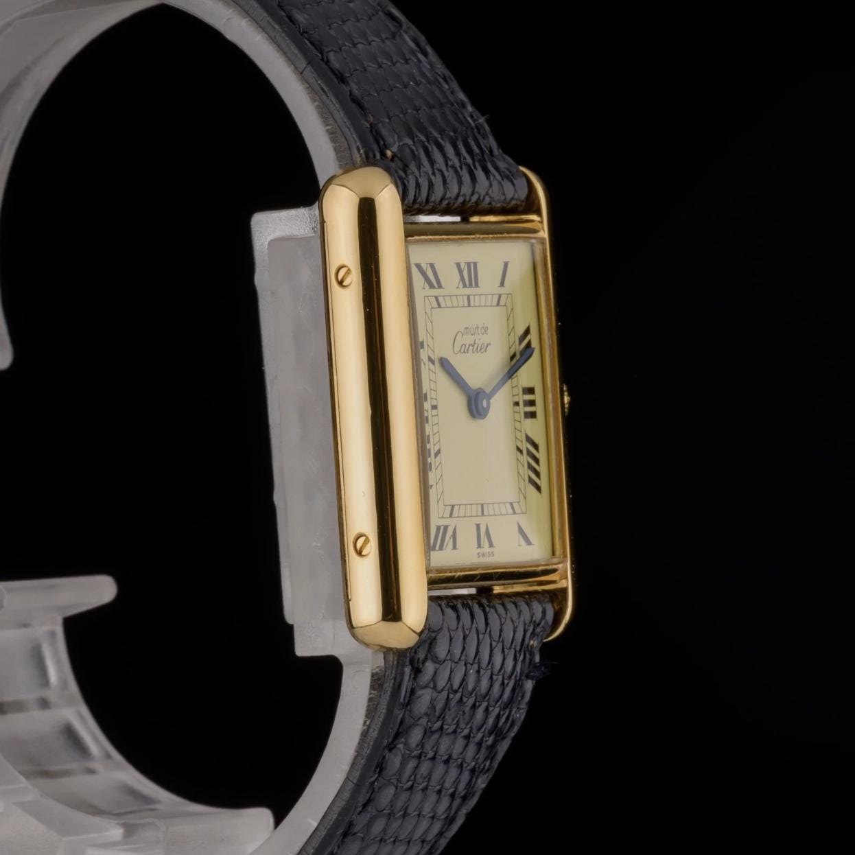 Cartier Tank Must Large 23mm Lemon Dial 925 Argent Gold Manual Watch