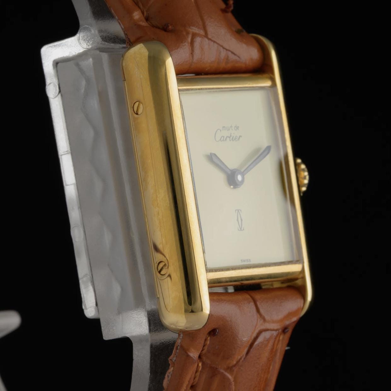 Vintage Cartier Tank Must Lemon Dial Manual Wind Gold 20mm Ladies Watch