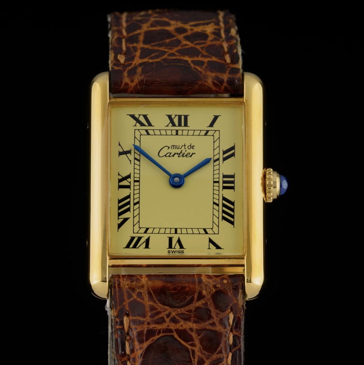 Cartier Tank Must Large 1615 Lemon Dial 23x30mm Gold Quartz Watch