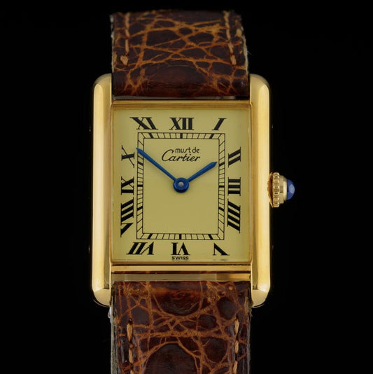 Cartier Tank Must Large 1615 Lemon Dial 23x30mm Gold Quartz Watch