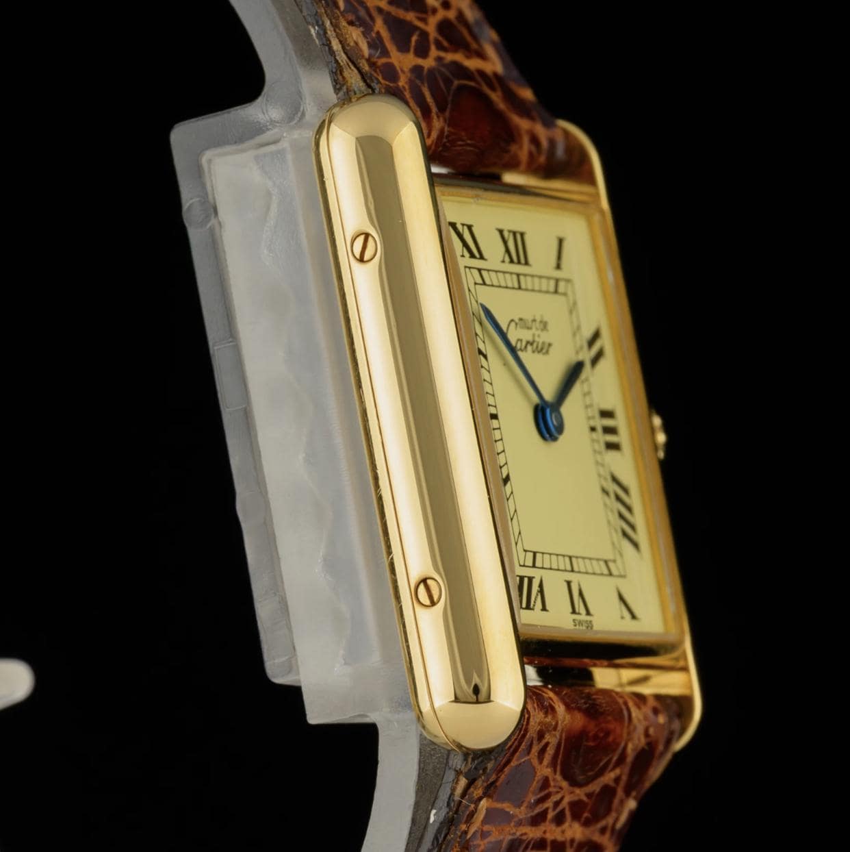 Cartier Tank Must Large 1615 Lemon Dial 23x30mm Gold Quartz Watch
