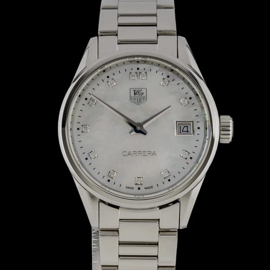 TAG Heuer Carrera WAR1314 Diamond Mother of Pearl 32mm Quartz Ladies Watch