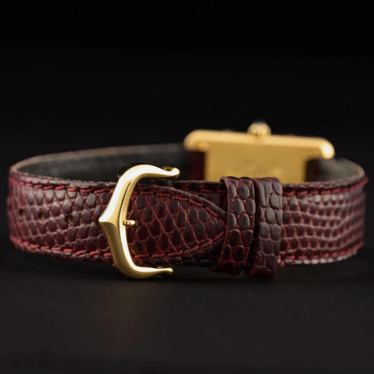 Cartier Tank Must 366001 Red & Gold Roman Dial 21mm Quartz Ladies Watch