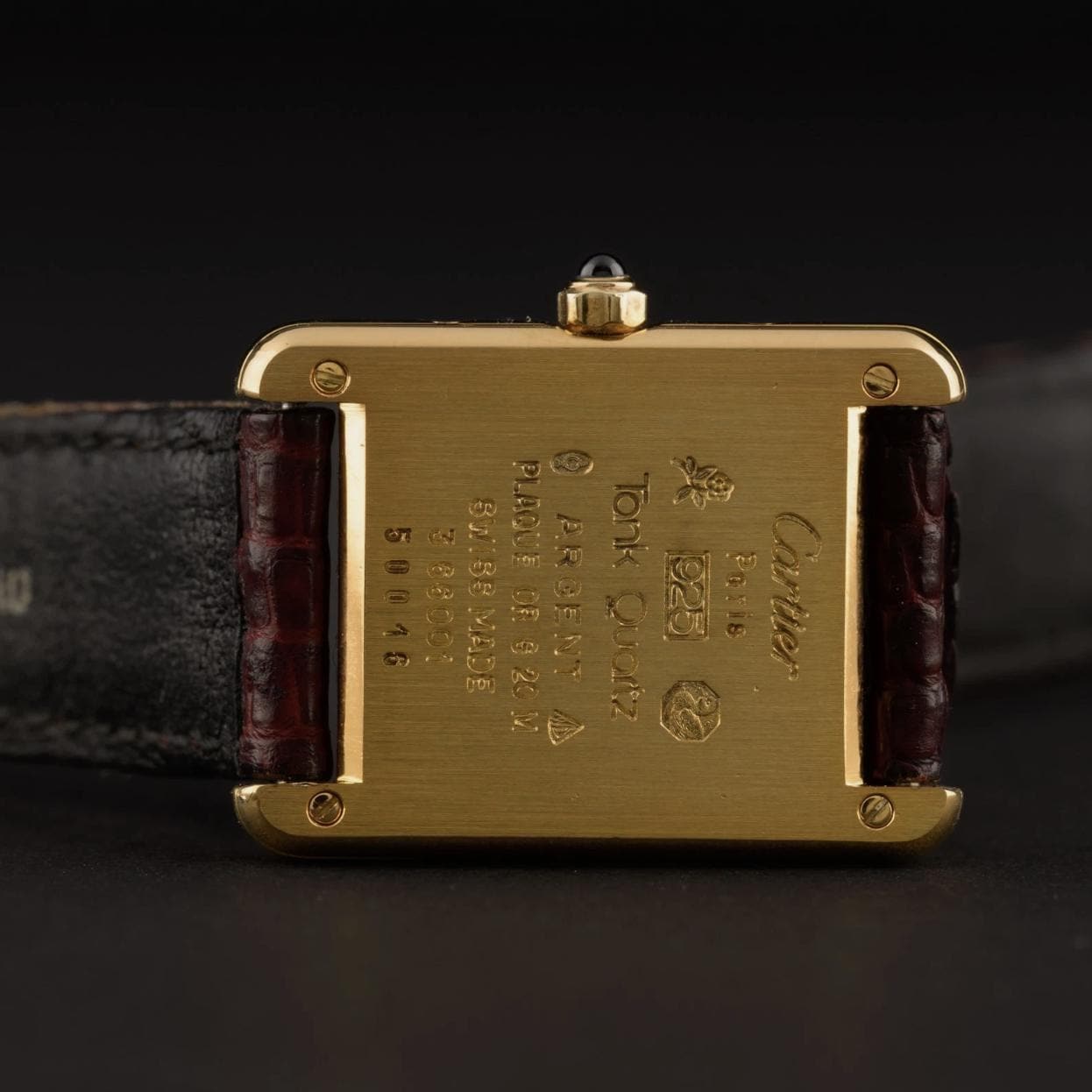 Cartier Tank Must 366001 Red & Gold Roman Dial 21mm Quartz Ladies Watch